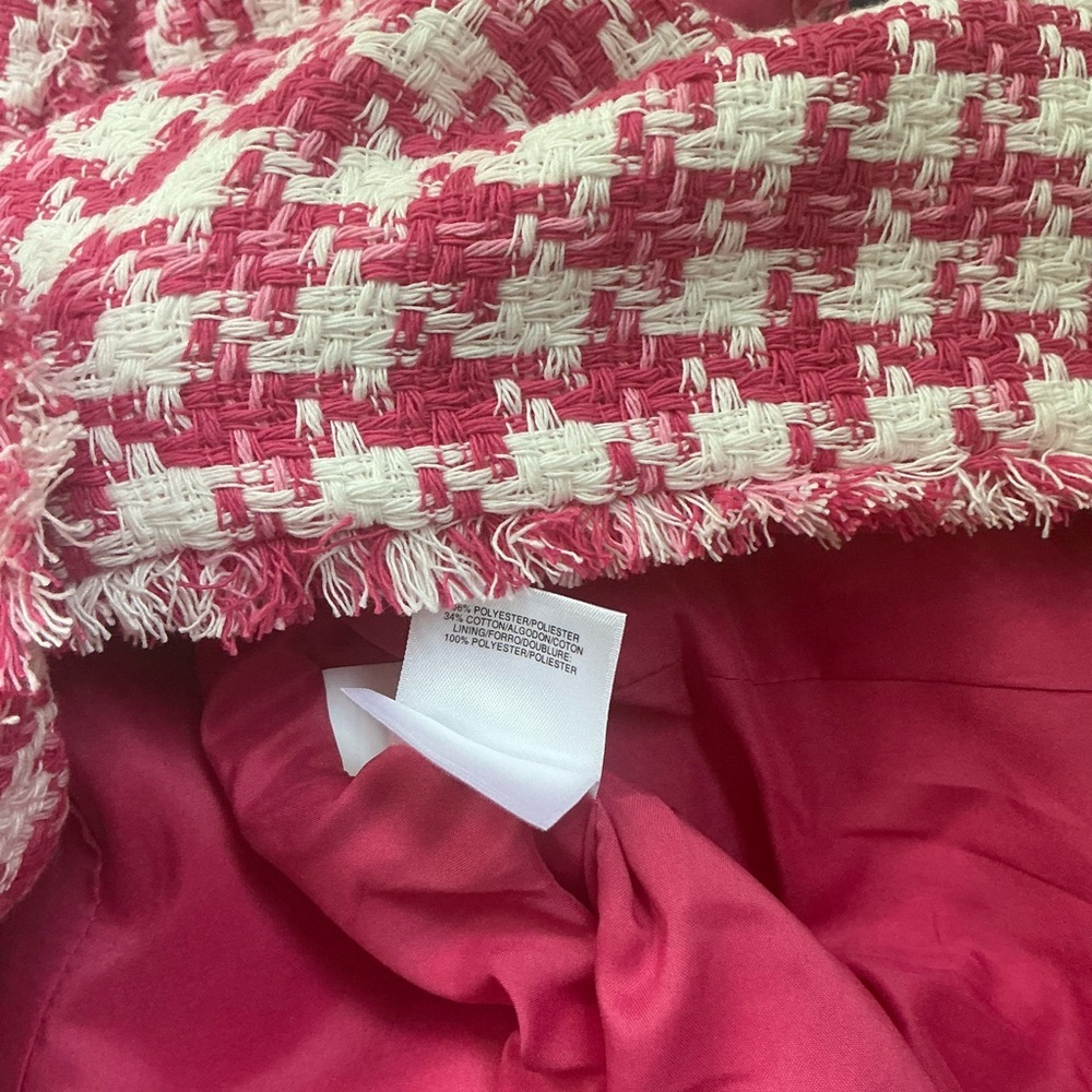 Anne Klein Pink Tweed Blazer โข Houndstooth โข Preppy, Coquette, Boss Babe, Office - Picture 8 of 8